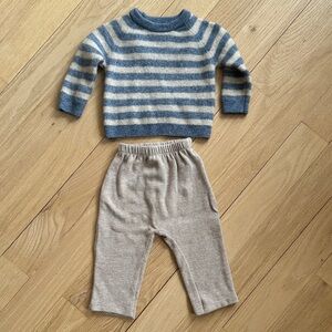 Zara striped wool & cashmere sweater with soft touch sarouel pants.